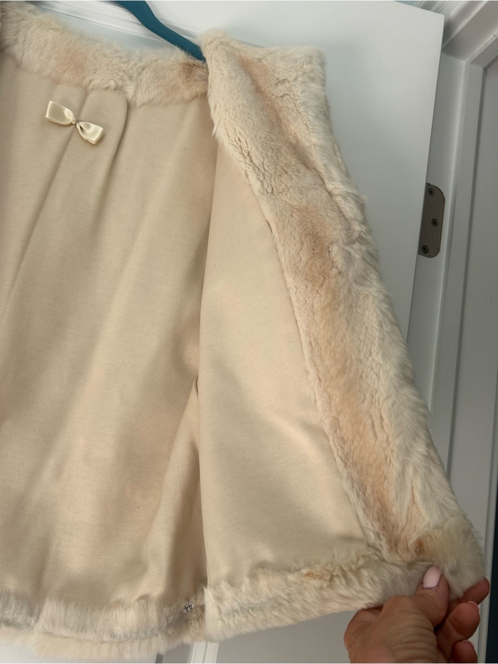 Beige Rabbit Fur Vest - Plush Sleeveless Jacket - Picture 3 of 4